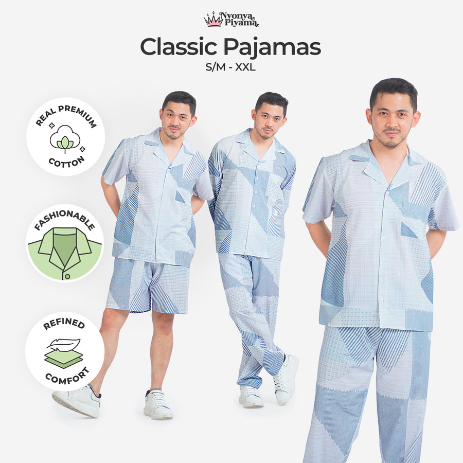 Classic Katun Kane - Piyama Pria Set