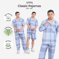 Classic Katun Sion Blue - Piyama Pria Set