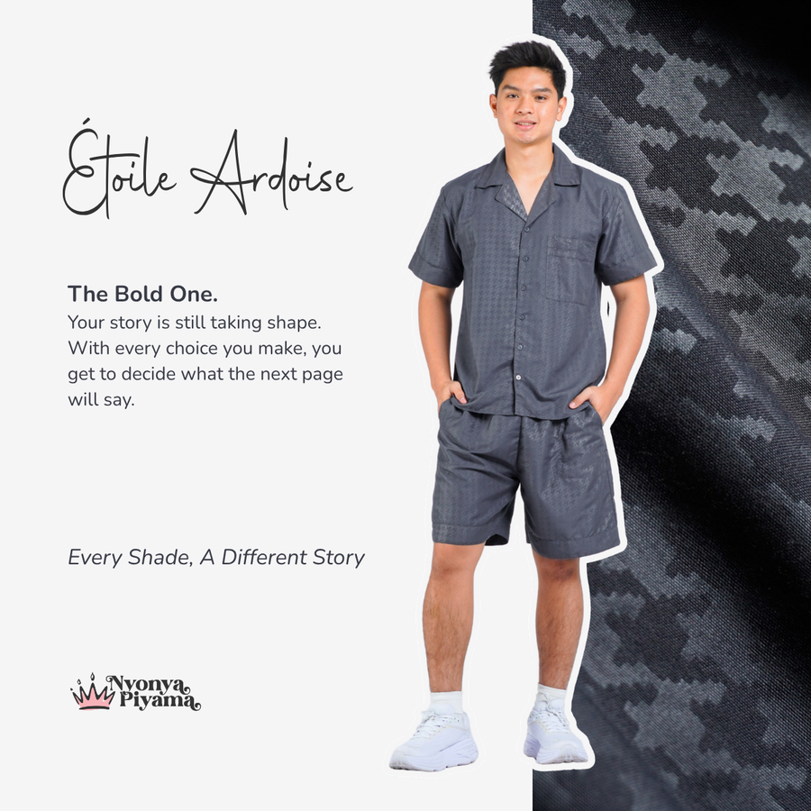 Nebula Series Pajamas Poly Bamboo Pria Set Celana Pendek