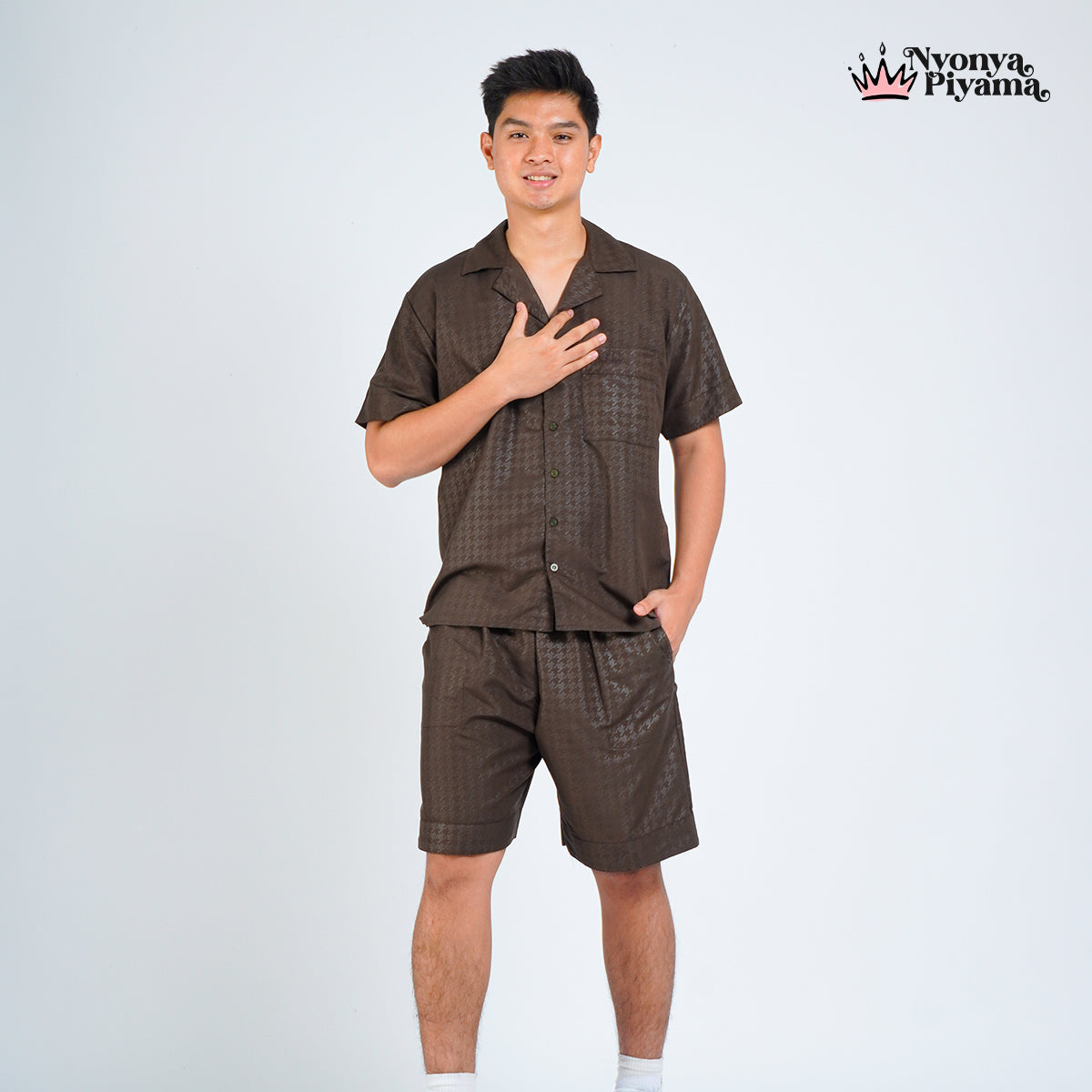 Nebula Series Pajamas Poly Bamboo Pria Set Celana Pendek