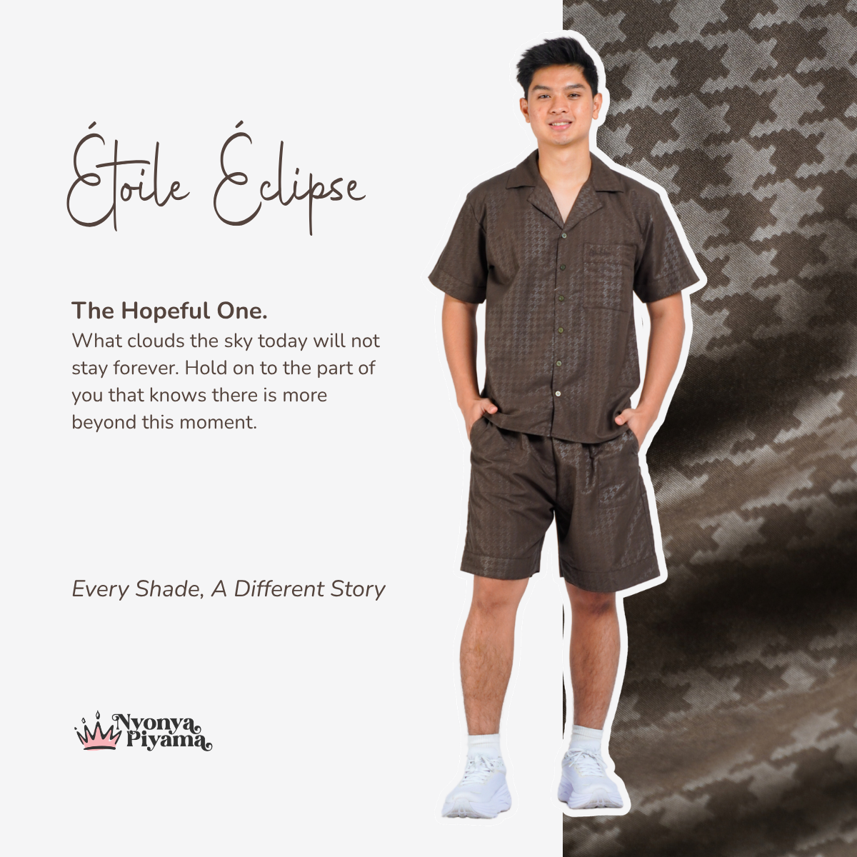 Nebula Series Pajamas Poly Bamboo Pria Set Celana Pendek