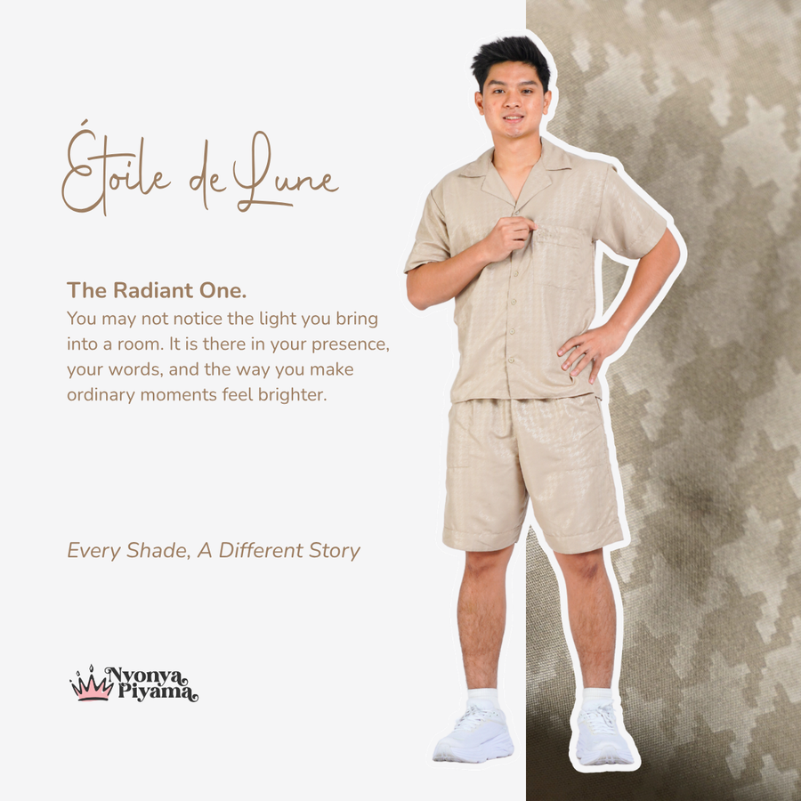Nebula Series Pajamas Poly Bamboo Pria Set Celana Pendek