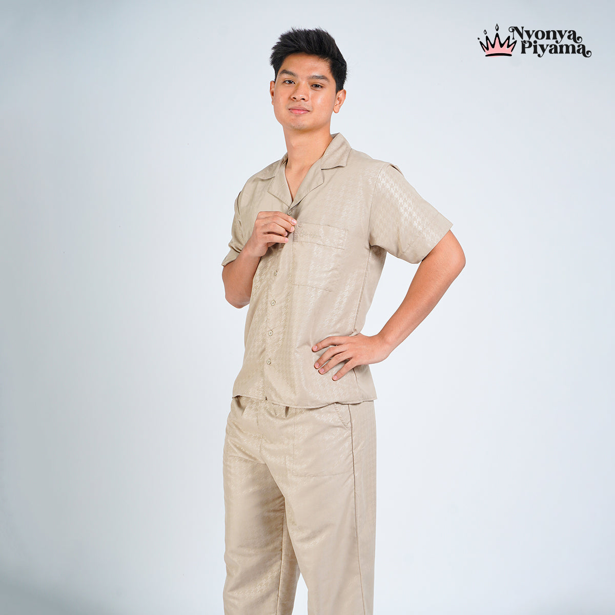 Nebula Series Pajamas Poly Bamboo Pria Set Celana Panjang