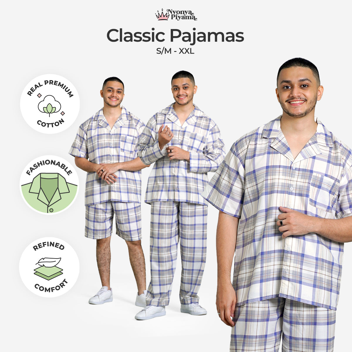 Classic Katun Brooklyn - Piyama Pria Set