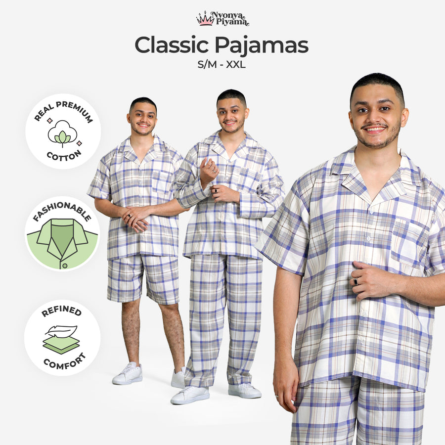 Classic Katun Brooklyn - Piyama Pria Set