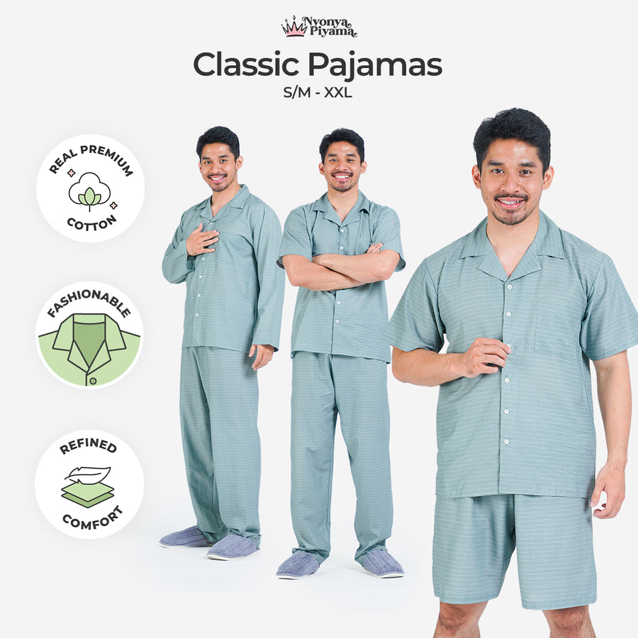 Classic Pajamas Katun Pria Set - Ezra