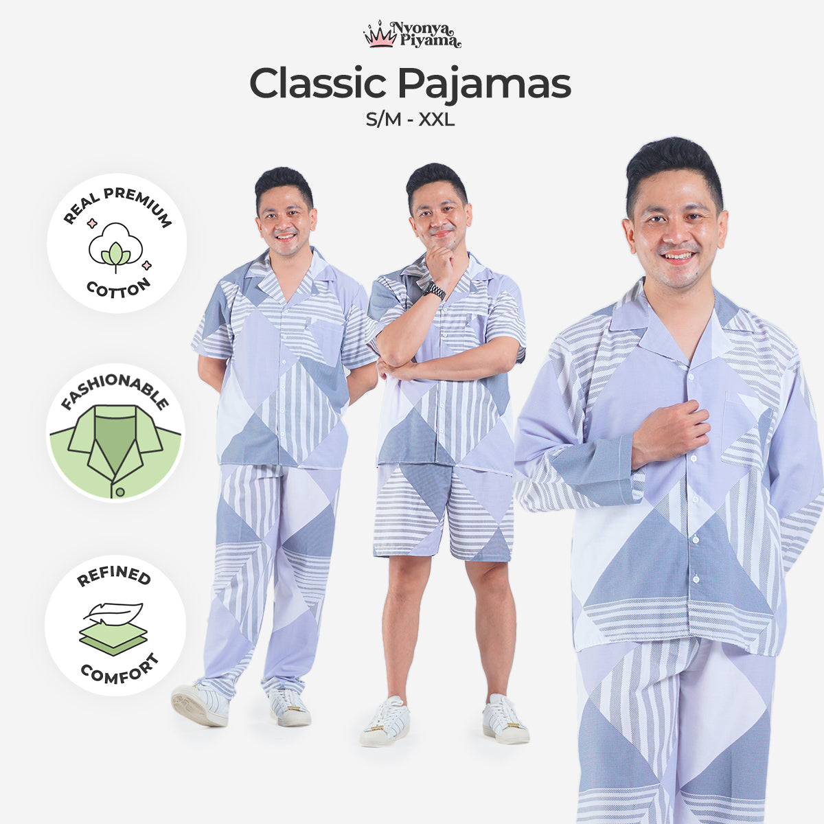 Classic Katun Riley - Piyama Pria Set