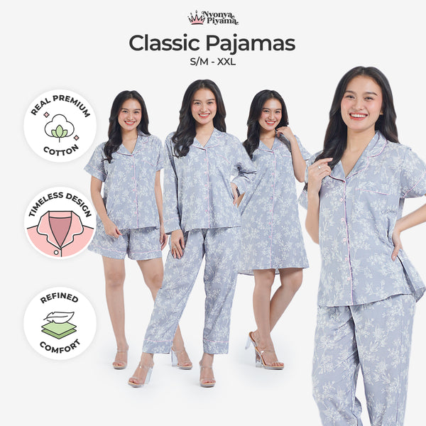 Classic Katun Misha Grey - Piyama Set