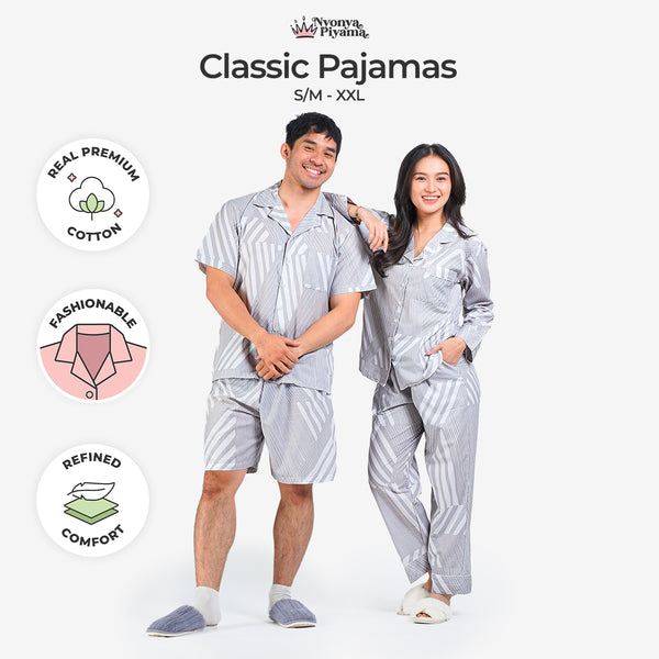 Classic Pajamas Katun for Couple - Alder Grey