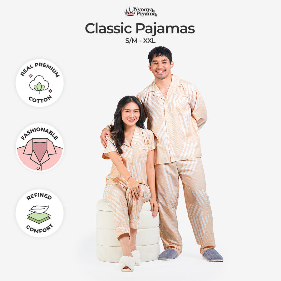 Classic Pajamas Katun for Couple - Alder Latte