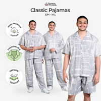 Classic Katun Deventer Grey - Piyama Pria Set