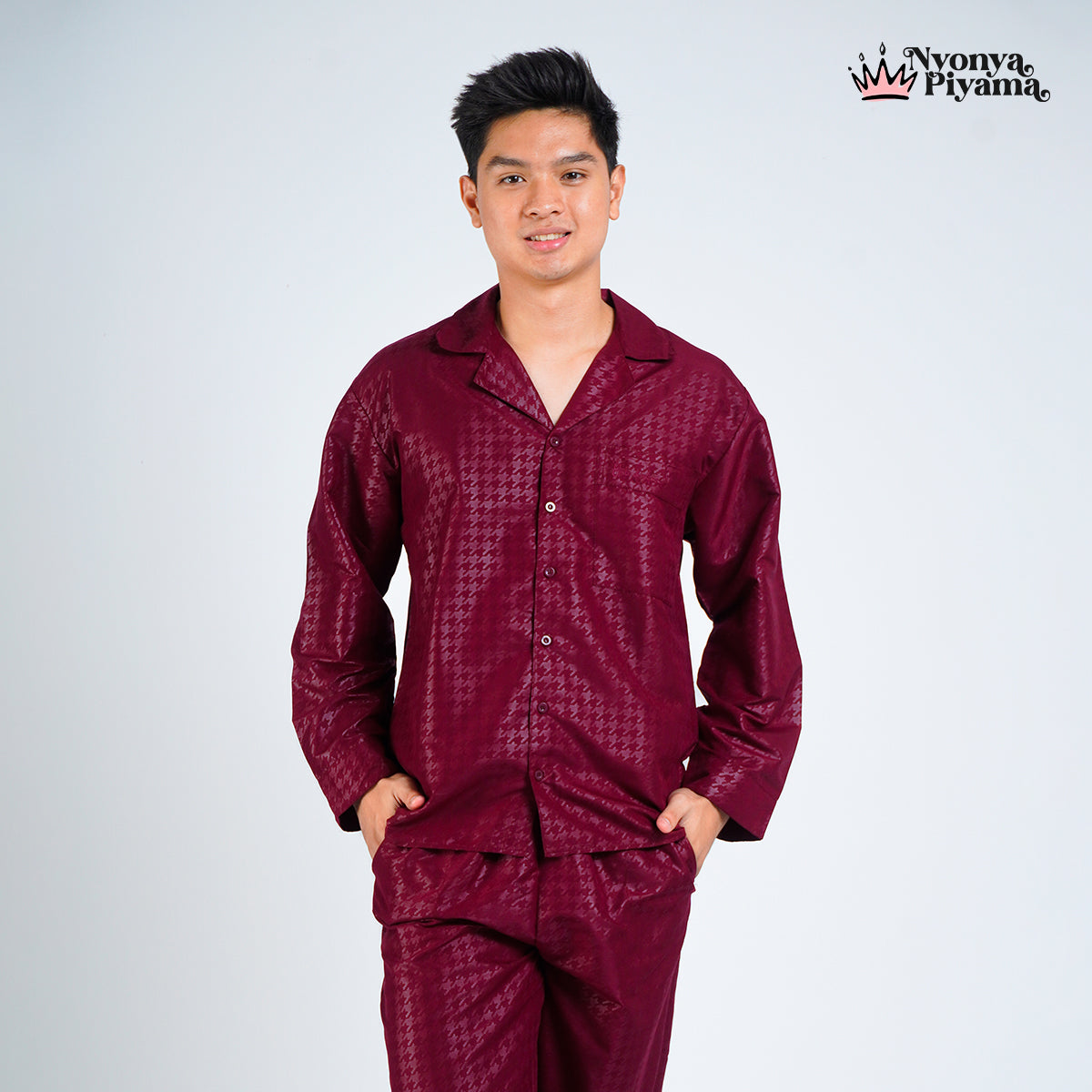 Nebula Series Pajamas Poly Bamboo Pria Set Lengan Panjang