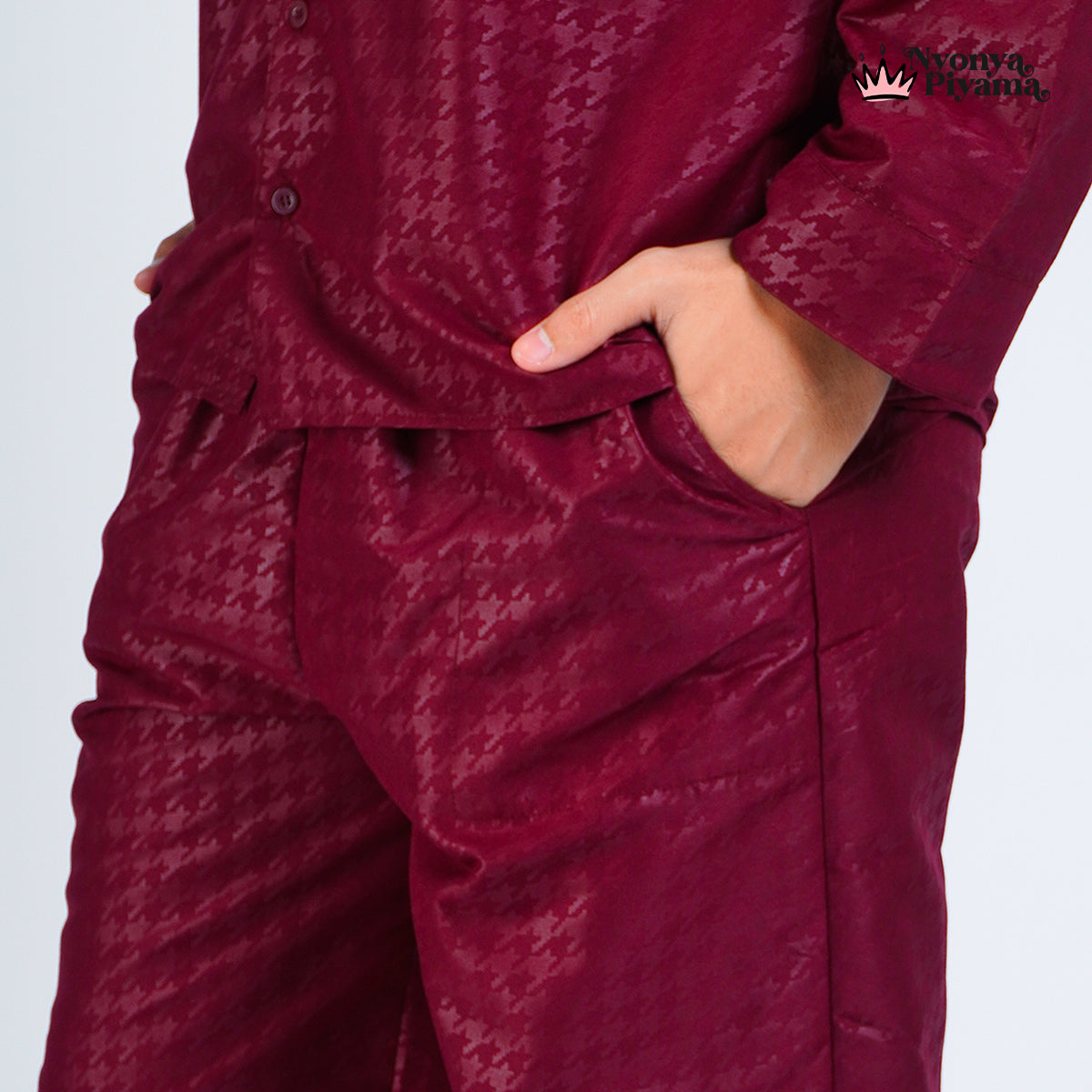 Nebula Series Pajamas Poly Bamboo Pria Set Lengan Panjang