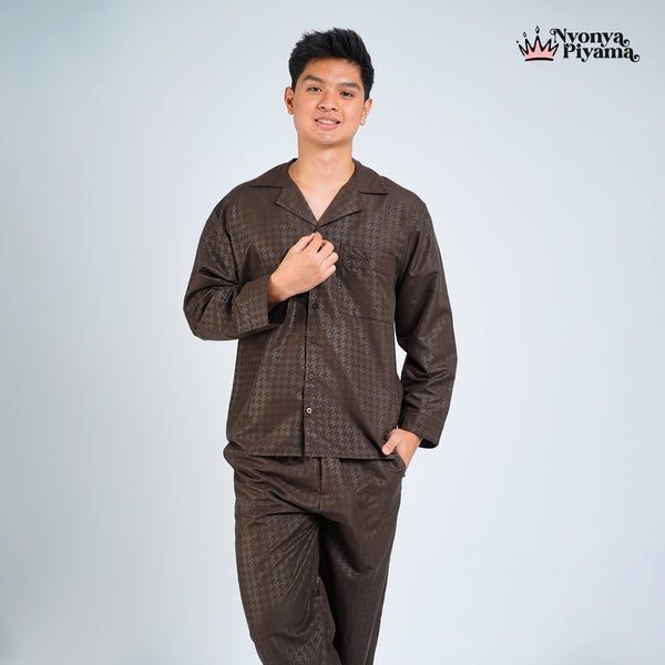 Nebula Series Pajamas Poly Bamboo Pria Set Lengan Panjang