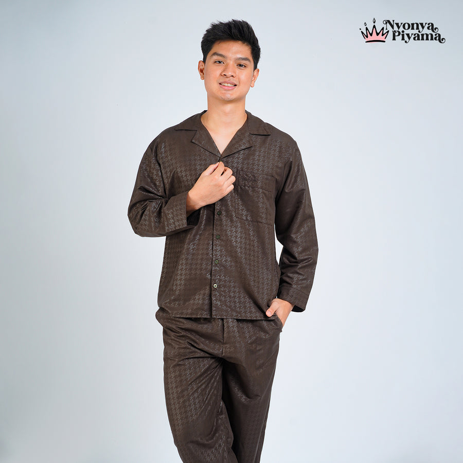 Nebula Series Pajamas Poly Bamboo Pria Set Lengan Panjang