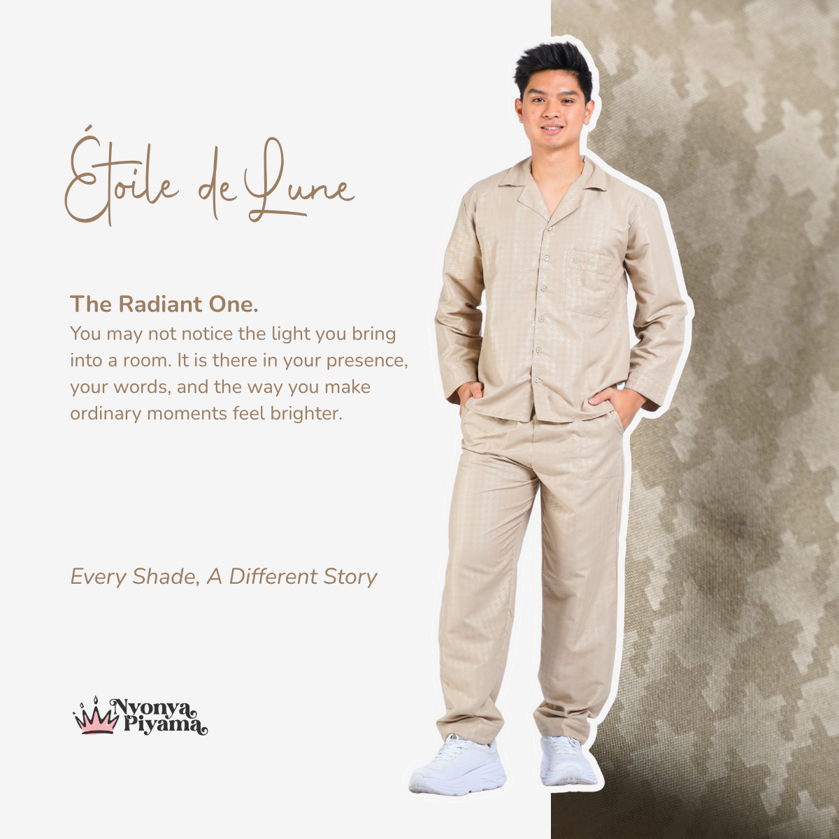 Nebula Series Pajamas Poly Bamboo Pria Set Lengan Panjang