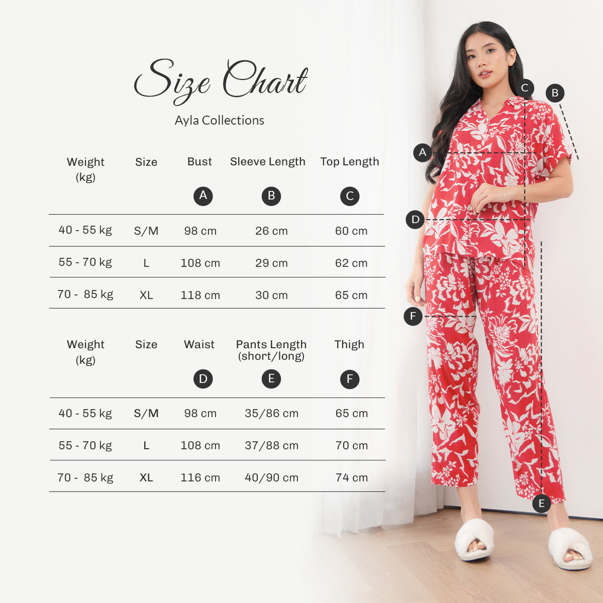 Luxury Collection Judith - Piyama Set Tabel Ukuran