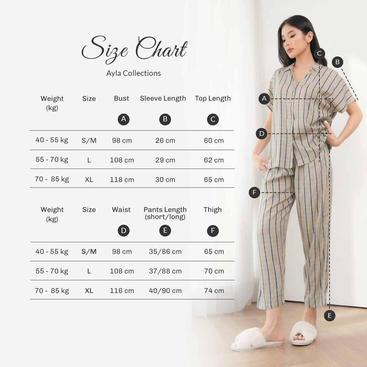 Luxury Collection Knox - Piyama Set Tabel Ukuran