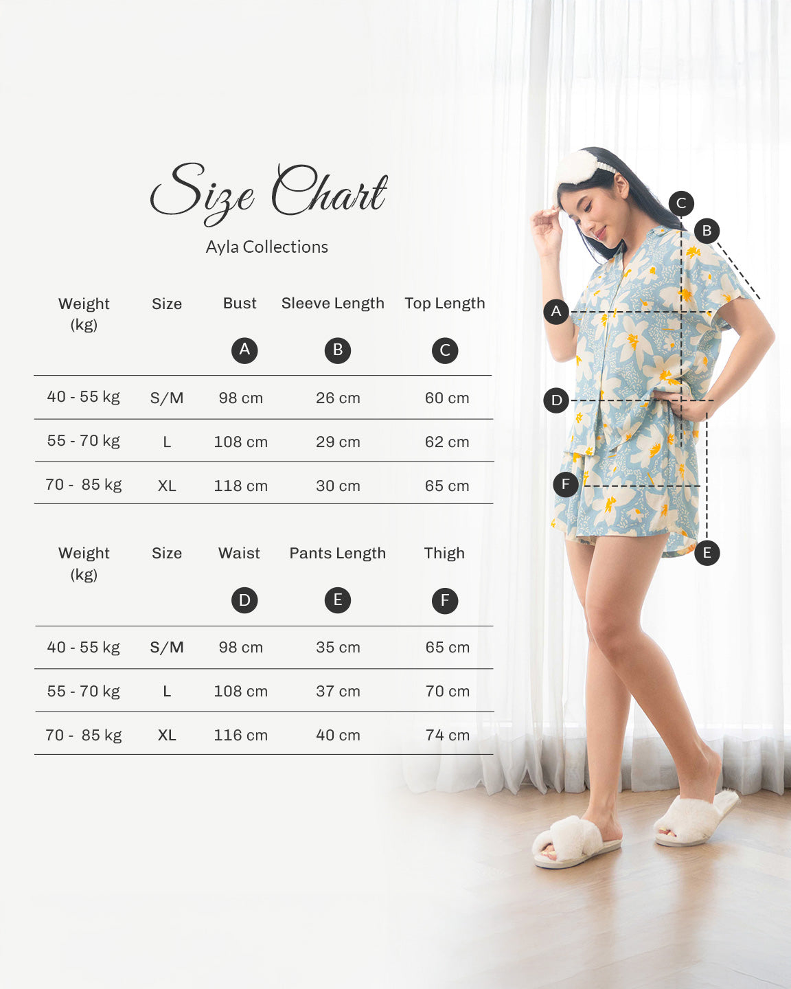 Luxury Collection Lilian - Piyama Set Tabel Ukuran