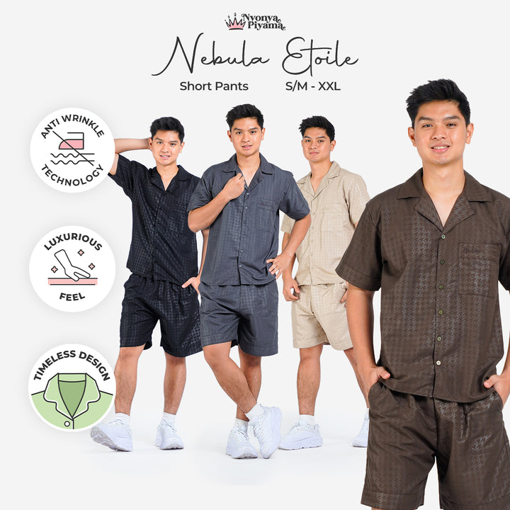 Nebula Series Pajamas Poly Bamboo Pria Set Celana Pendek