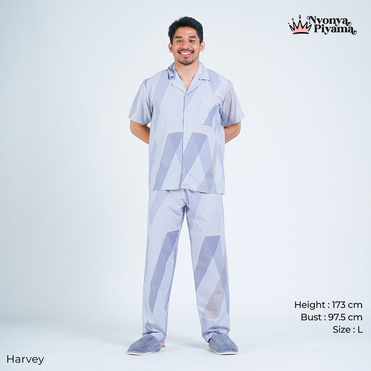 Classic Pajamas Katun Pria Set - Harvey