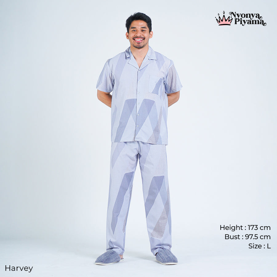 Classic Pajamas Katun Pria Set - Harvey