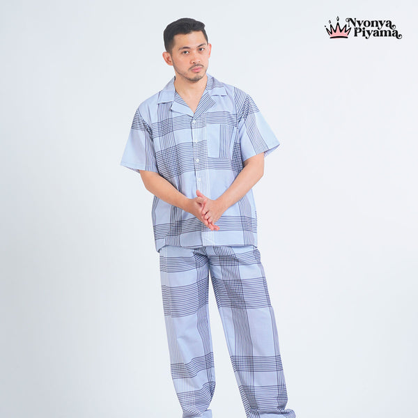 Classic Katun Sion Blue - Piyama Pria Set