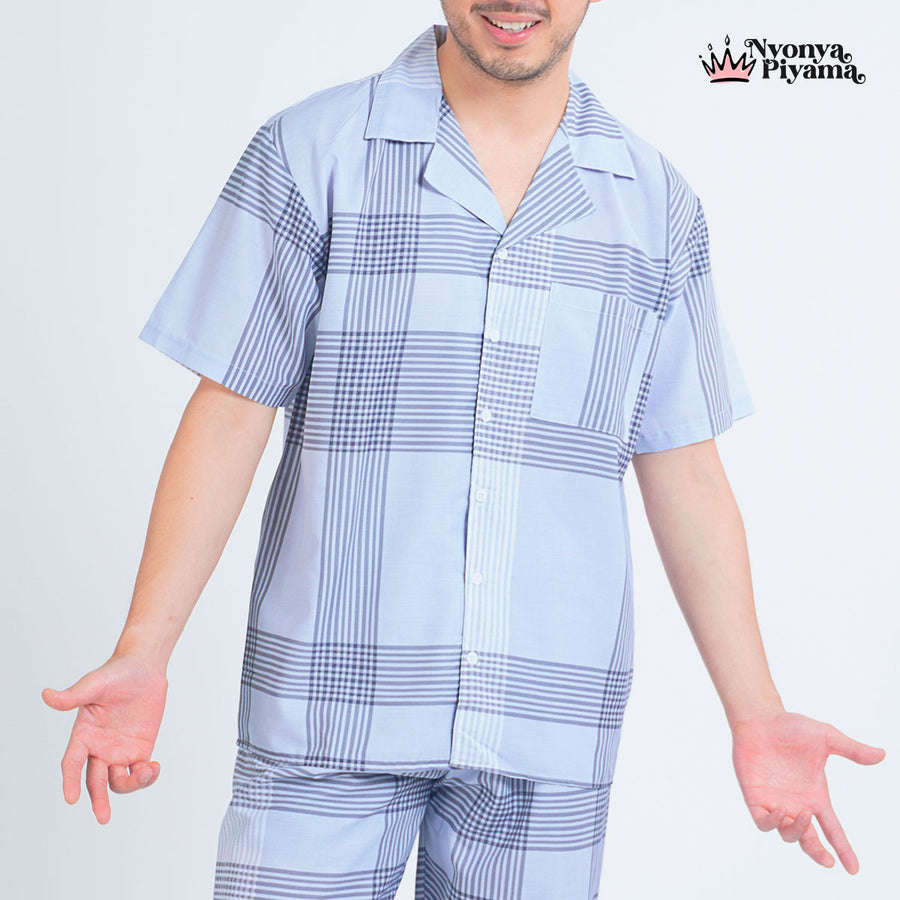 Classic Katun Sion Blue - Piyama Pria Set