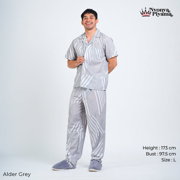 Classic Pajamas Katun Pria Set - Alder Grey