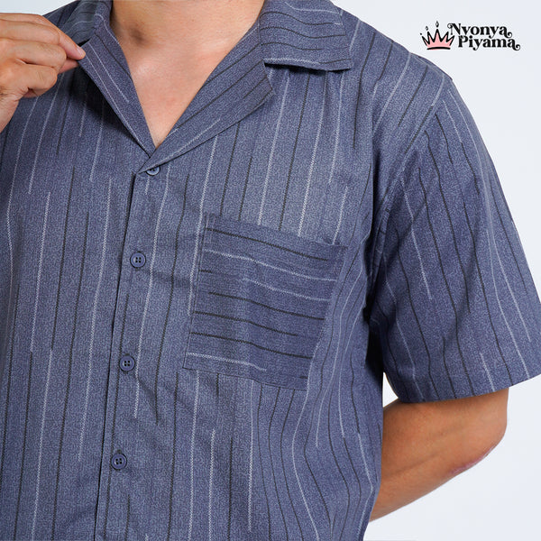 Classic Pajamas Katun Pria Set - Spancer Dark Grey