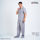 Classic Pajamas Katun Pria Set - Spancer Off Grey