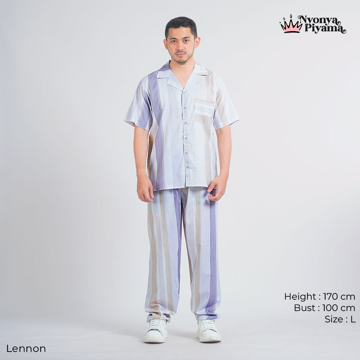 Classic Katun Lennon - Piyama Pria Set