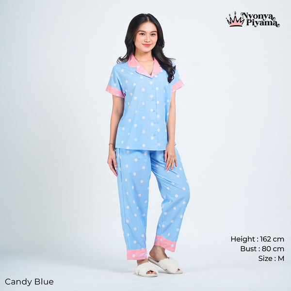 Classic Pajamas Katun Set - Candy Blue