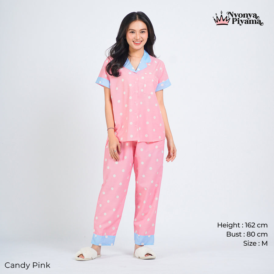 Classic Pajamas Katun Set - Candy Pink