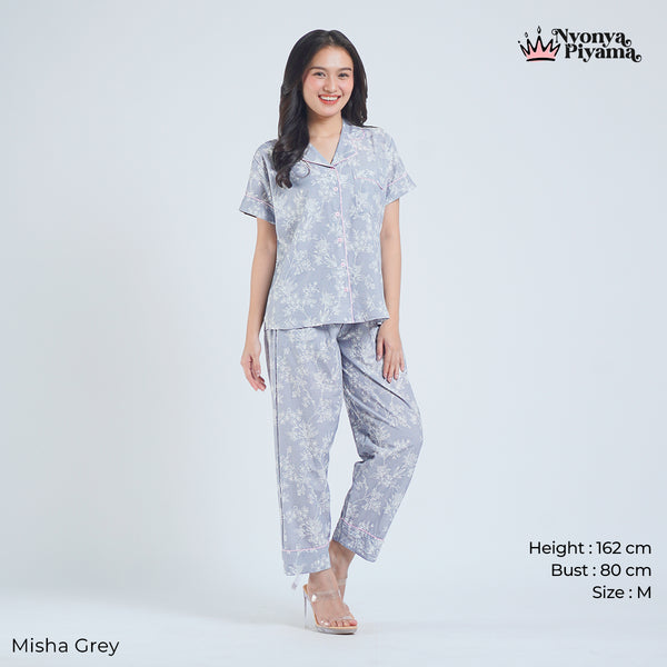 Classic Katun Misha Grey - Piyama Set