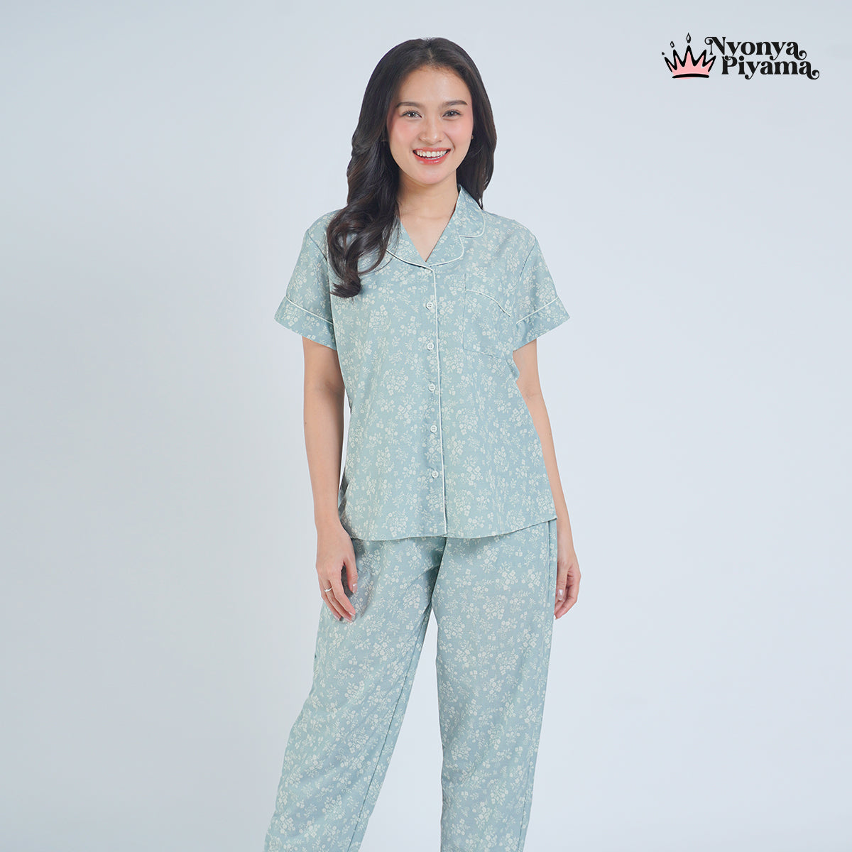 Classic Katun Nicole Green - Piyama Set