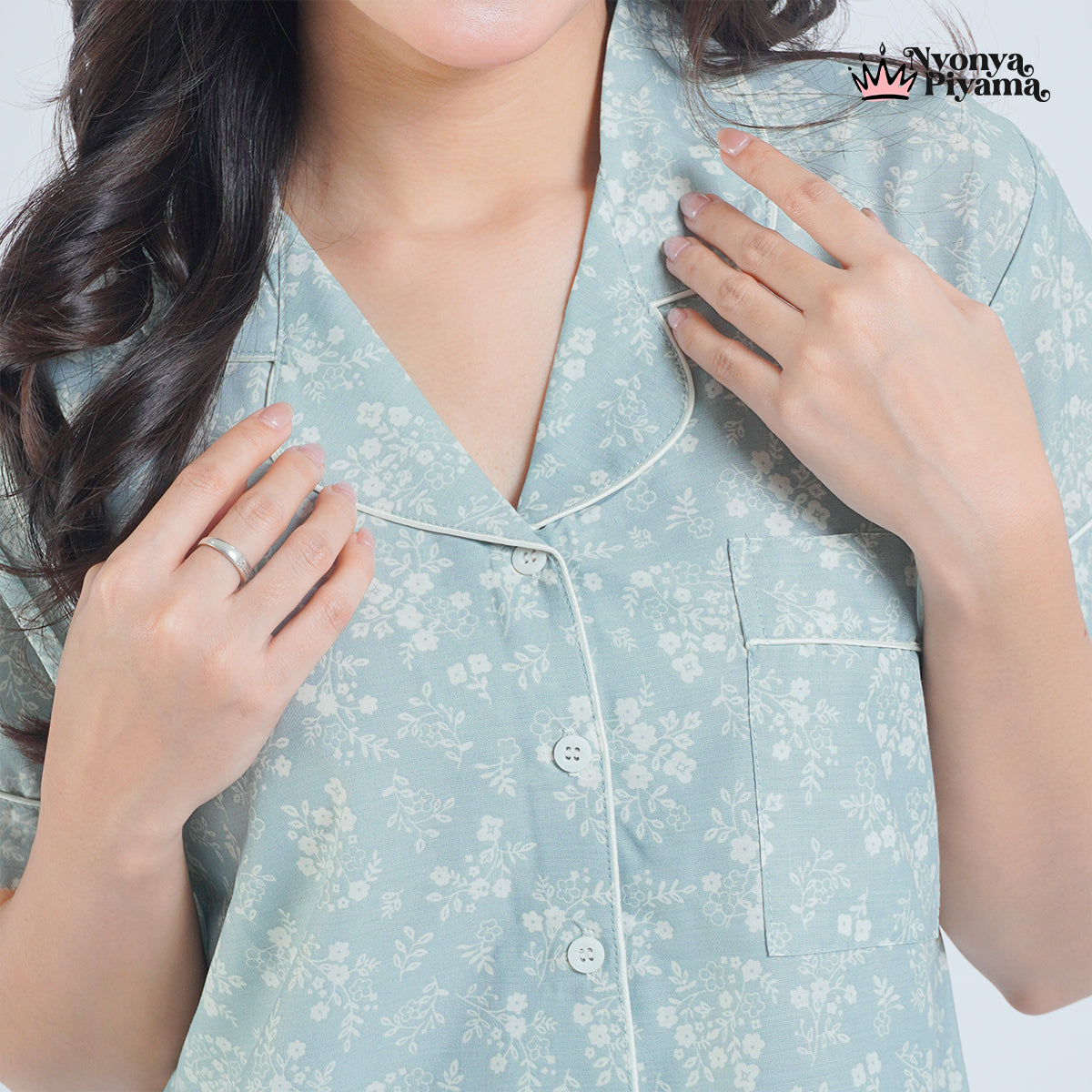 Classic Katun Nicole Green - Piyama Set