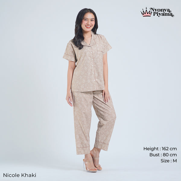 Classic Katun Nicole Khaki - Piyama Set