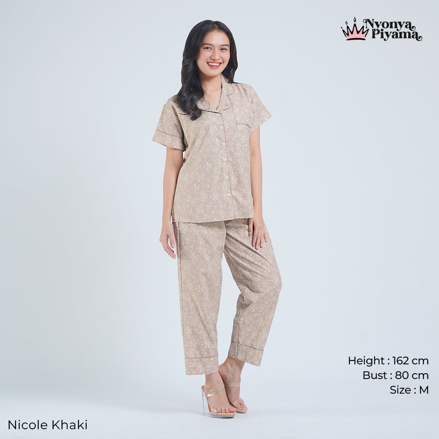 Classic Katun Nicole Khaki - Piyama Set