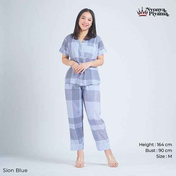 Classic Katun Sion Blue - Piyama Set