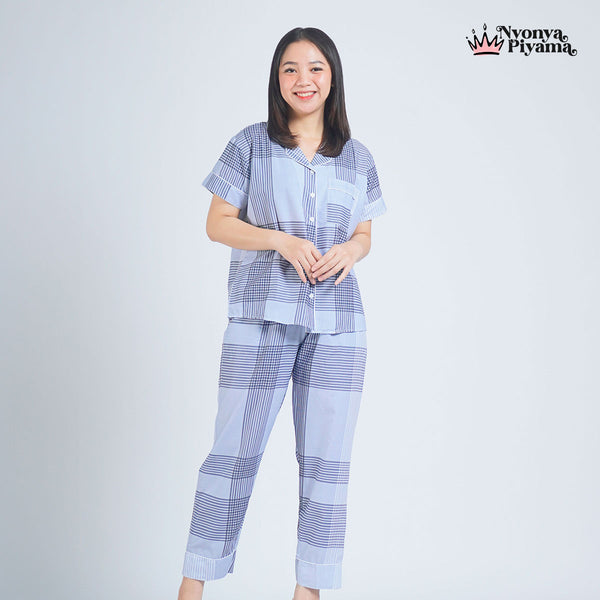 Classic Katun Sion Blue - Piyama Set