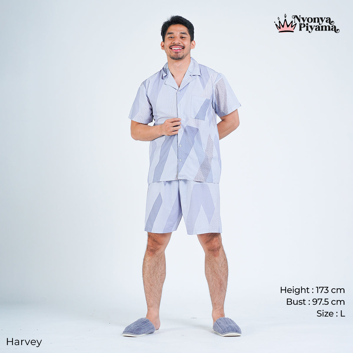 Classic Pajamas Katun Pria Set - Harvey
