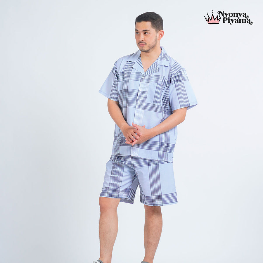 Classic Katun Sion Blue - Piyama Pria Set