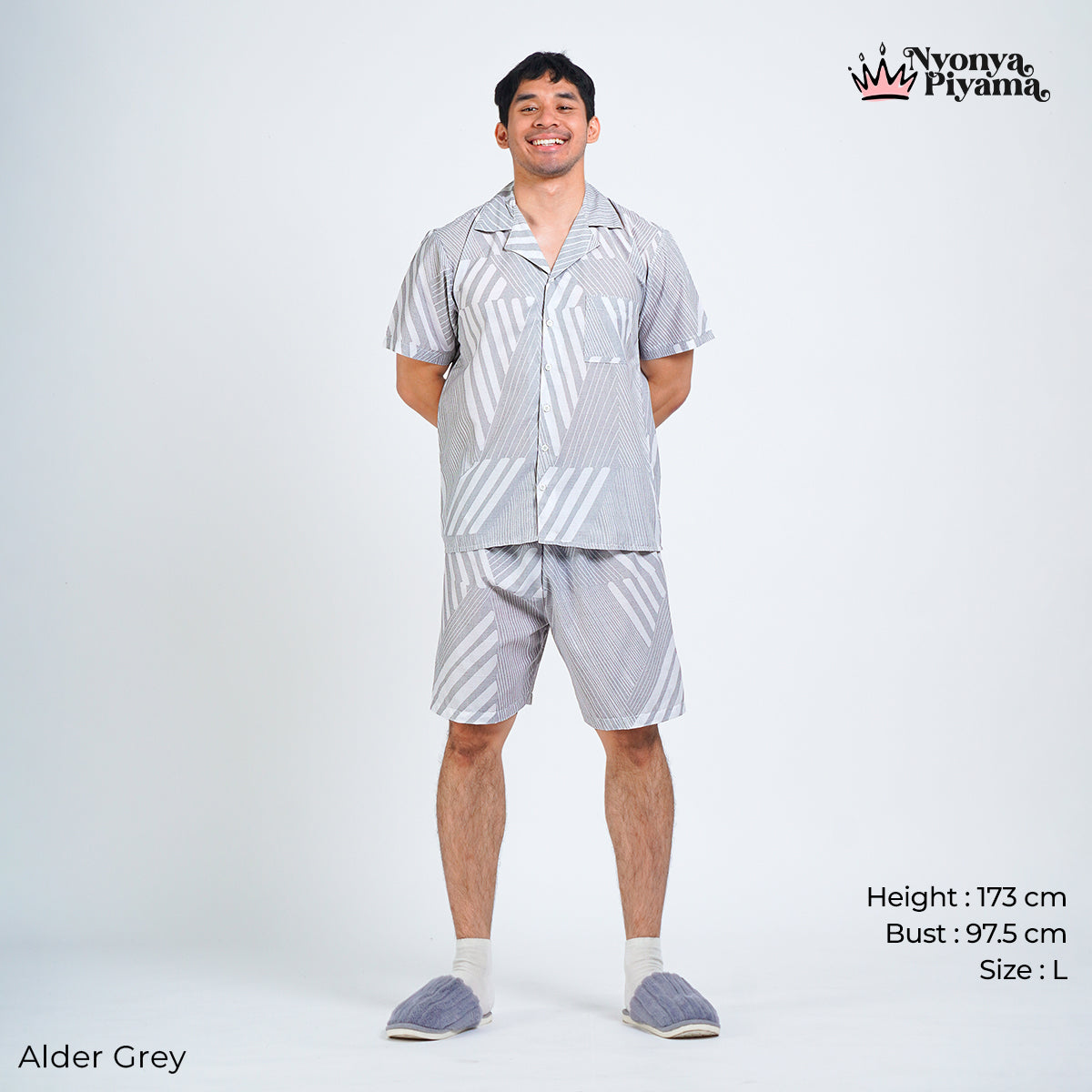 Classic Pajamas Katun Pria Set - Alder Grey