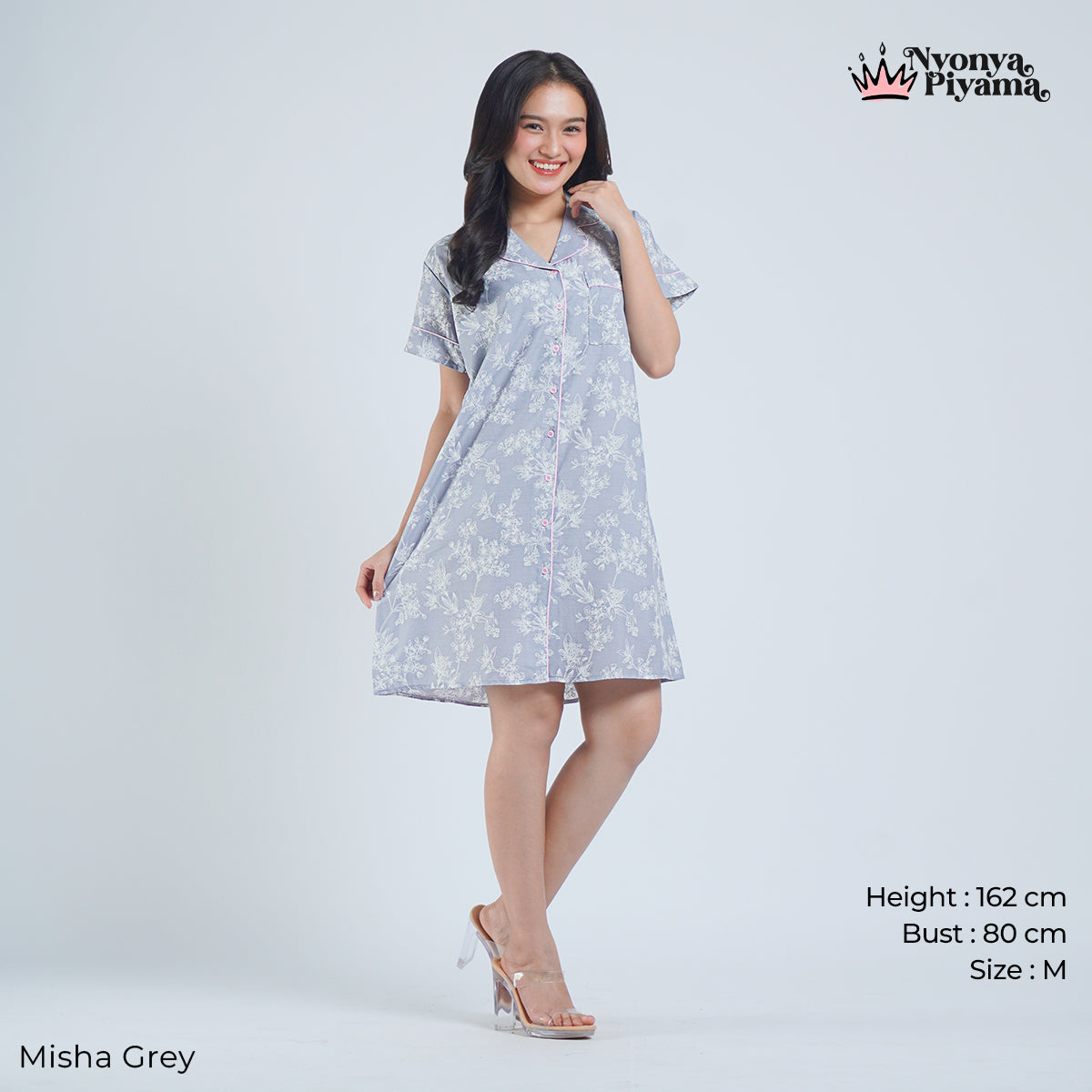 Classic Katun Misha Grey - Piyama Set