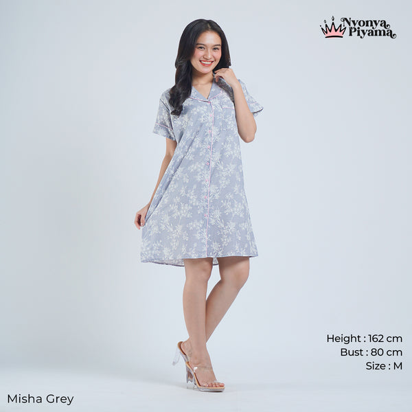 Classic Katun Misha Grey - Piyama Set