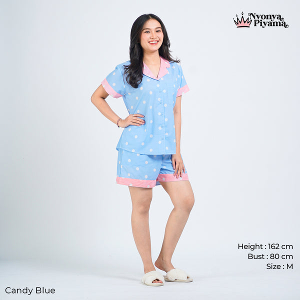 Classic Pajamas Katun Set - Candy Blue