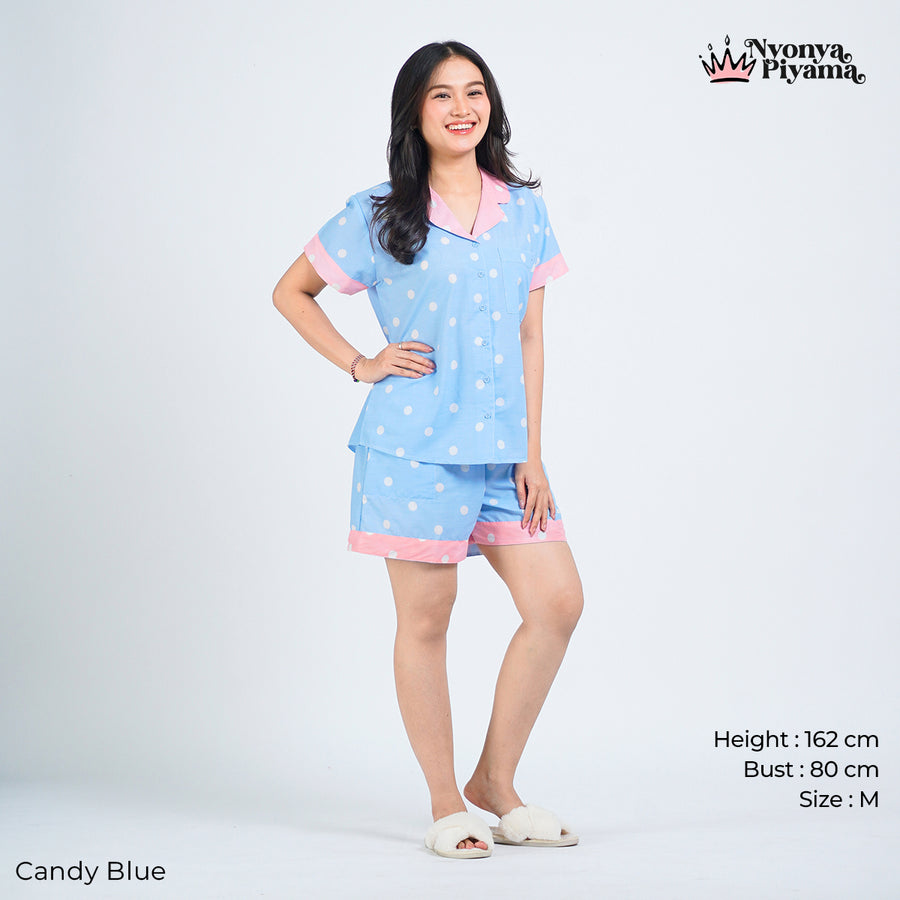 Classic Pajamas Katun Set - Candy Blue