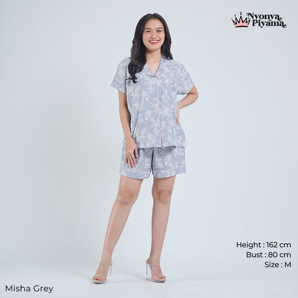 Classic Katun Misha Grey - Piyama Set