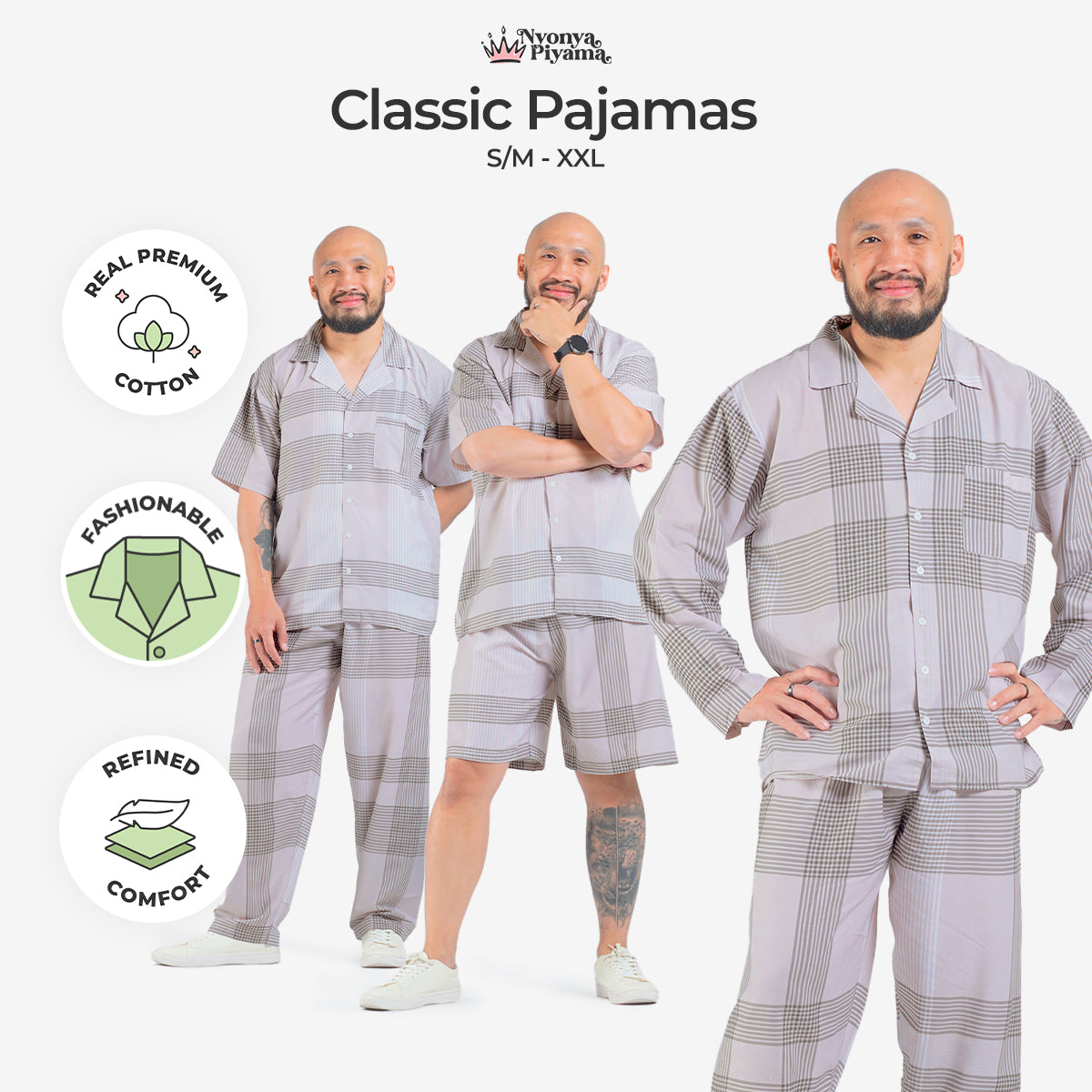 Classic Katun Sion Choco - Piyama Pria Set